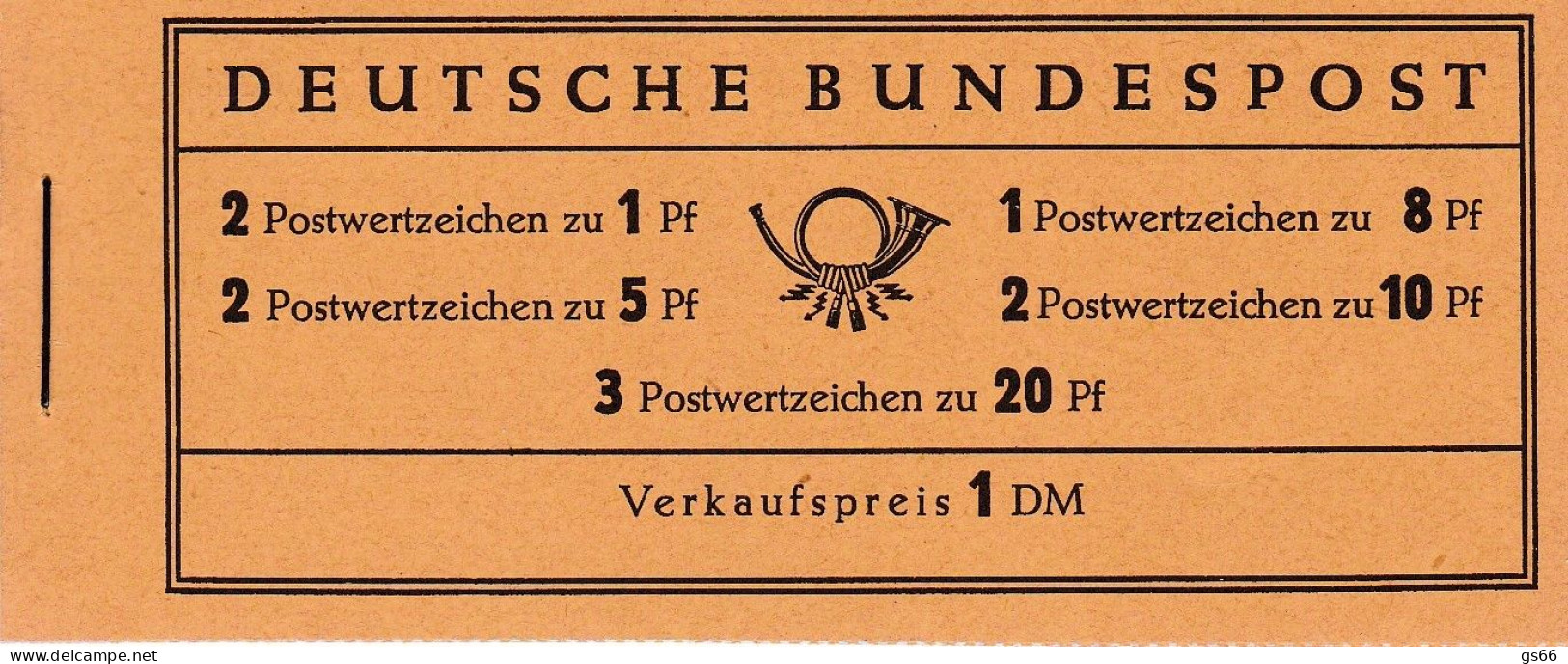 Bund , 1960, MH 4 Y II,  Heuss + Ziffer, Ohne Randleiste, - 1951-1970