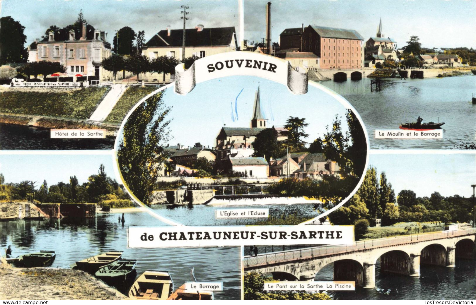 FRANCE -  Châteauneuf Sur Sarthe - Multivues - Colorisé - Carte Postale Ancienne - Chateauneuf Sur Sarthe