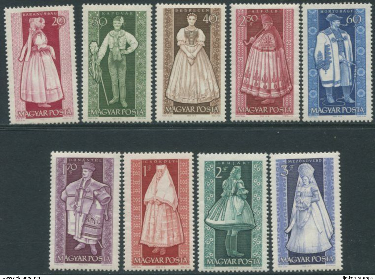 HUNGARY 1963 Regional Costumes  MNH / **.  Michel 1954-62 - Unused Stamps