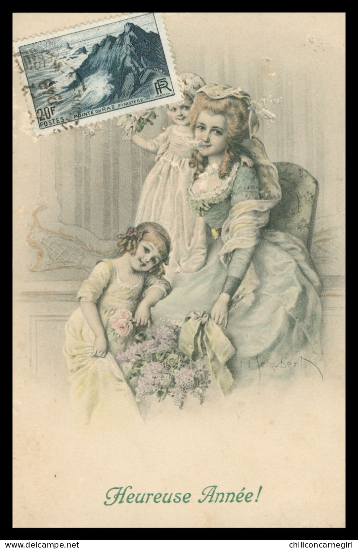 * Illustrateur SCHUBERT - Heureuse Année - Femme Et Fillettes - M.M. VIENNE Nr. 535 - M. MUNK - Viennoise - Colorisée - Schubert