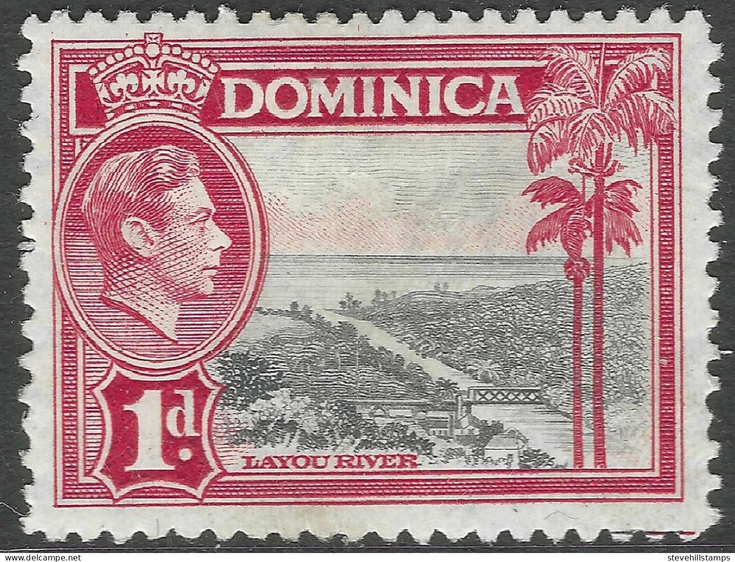 Dominica. 1938-47 KGVI. 1d MH. SG 100 - Dominica (...-1978)