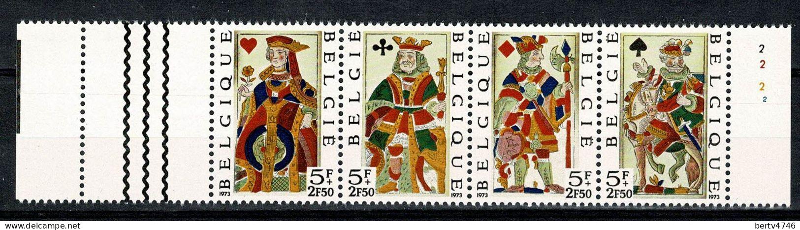 Belg. 1973 - 1695/98**, Mi 1746/49**, MNH, Speelkaarten / Cartes à Jouer / Playing Cards - Plaatnr. 2 - 1971-1980