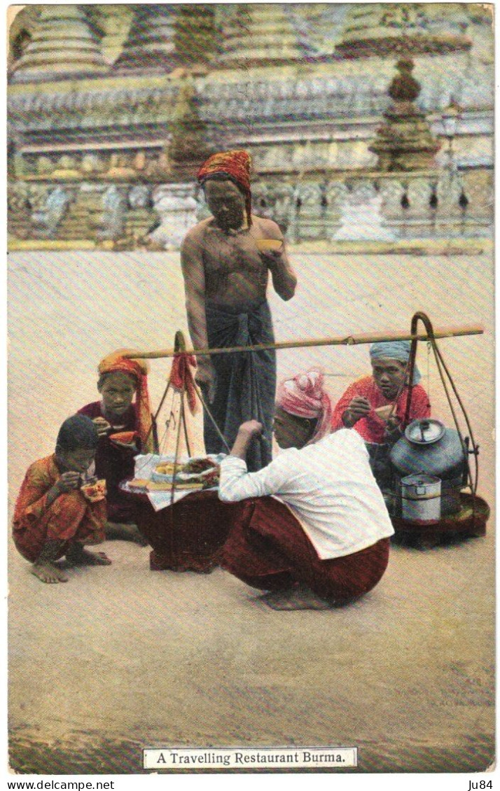 Birmanie - Myanmar - Rangoon - Mandalay - A Travelling Restaurant Burma - Sea Post Office - Carte Pour La France - 1907 - Birmanie (...-1947)