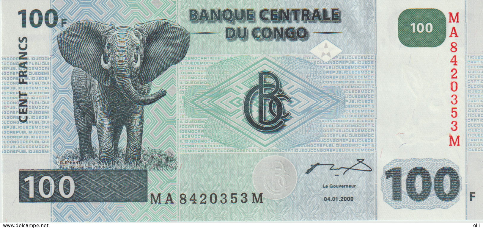 Congo Democratic Republic, 100 Francs, 2000 UNC - Republic Of Congo (Congo-Brazzaville)