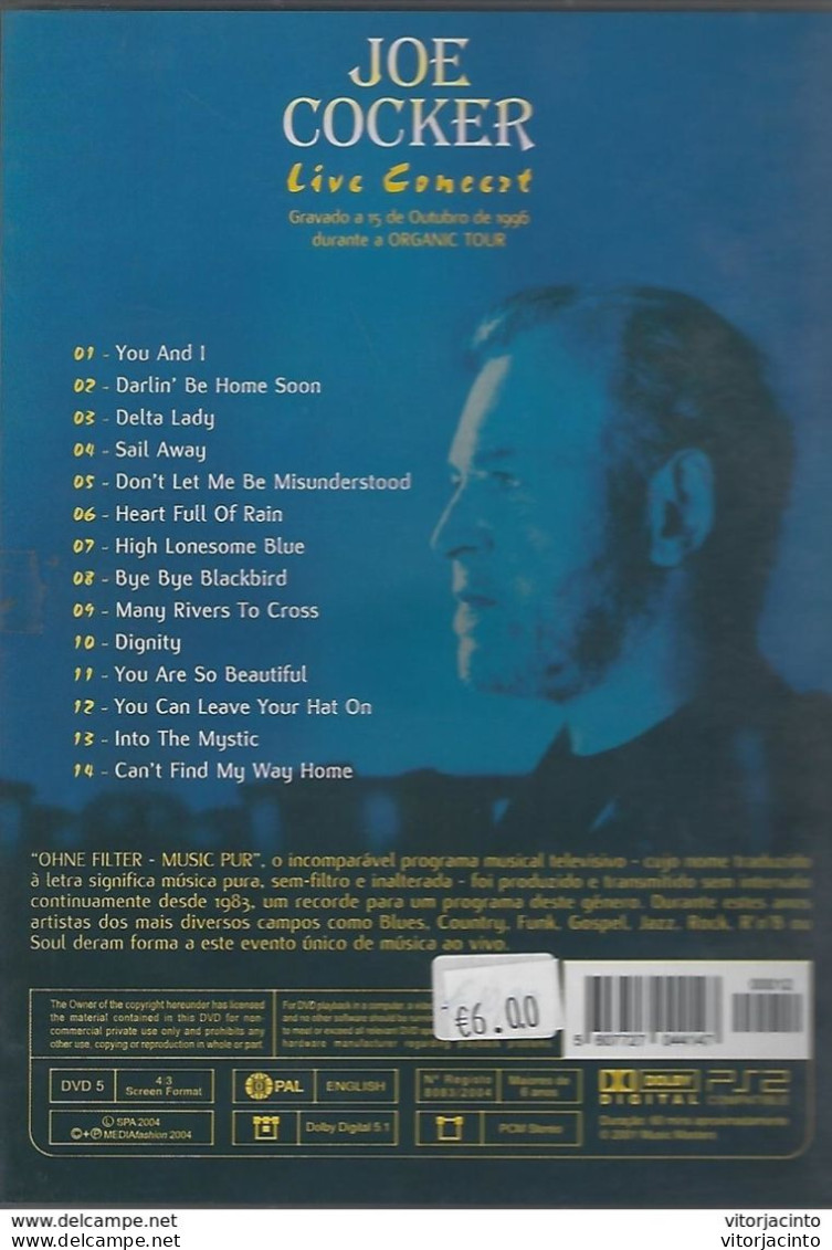 JOE COCKER Live Concert (15 Oct 1996) - DVD - Concert Et Musique