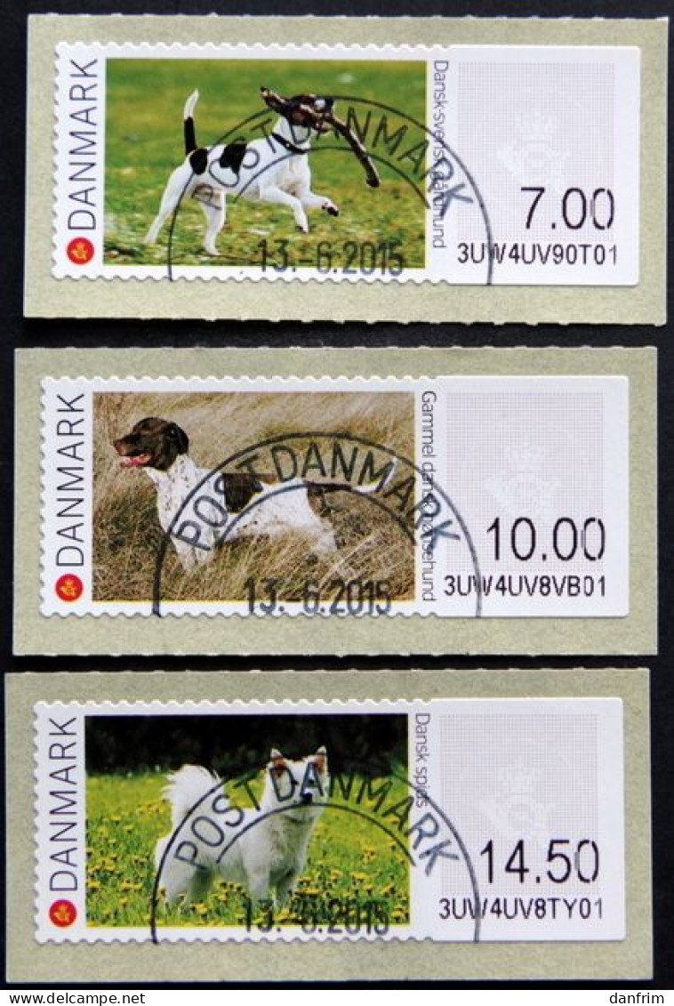 DENMARK 2015   Danish Dog Breeds   ATM Labels    MiNr.78-80      ( Lot  H 1990 ) - Machine Labels [ATM]