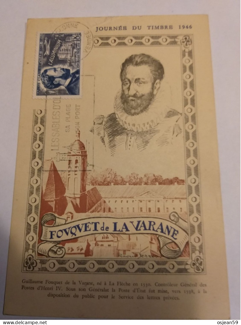 Yver Et Tellier N°1015 Sur Carte Postale ( Journée Du Timbre 1946). - Altri & Non Classificati