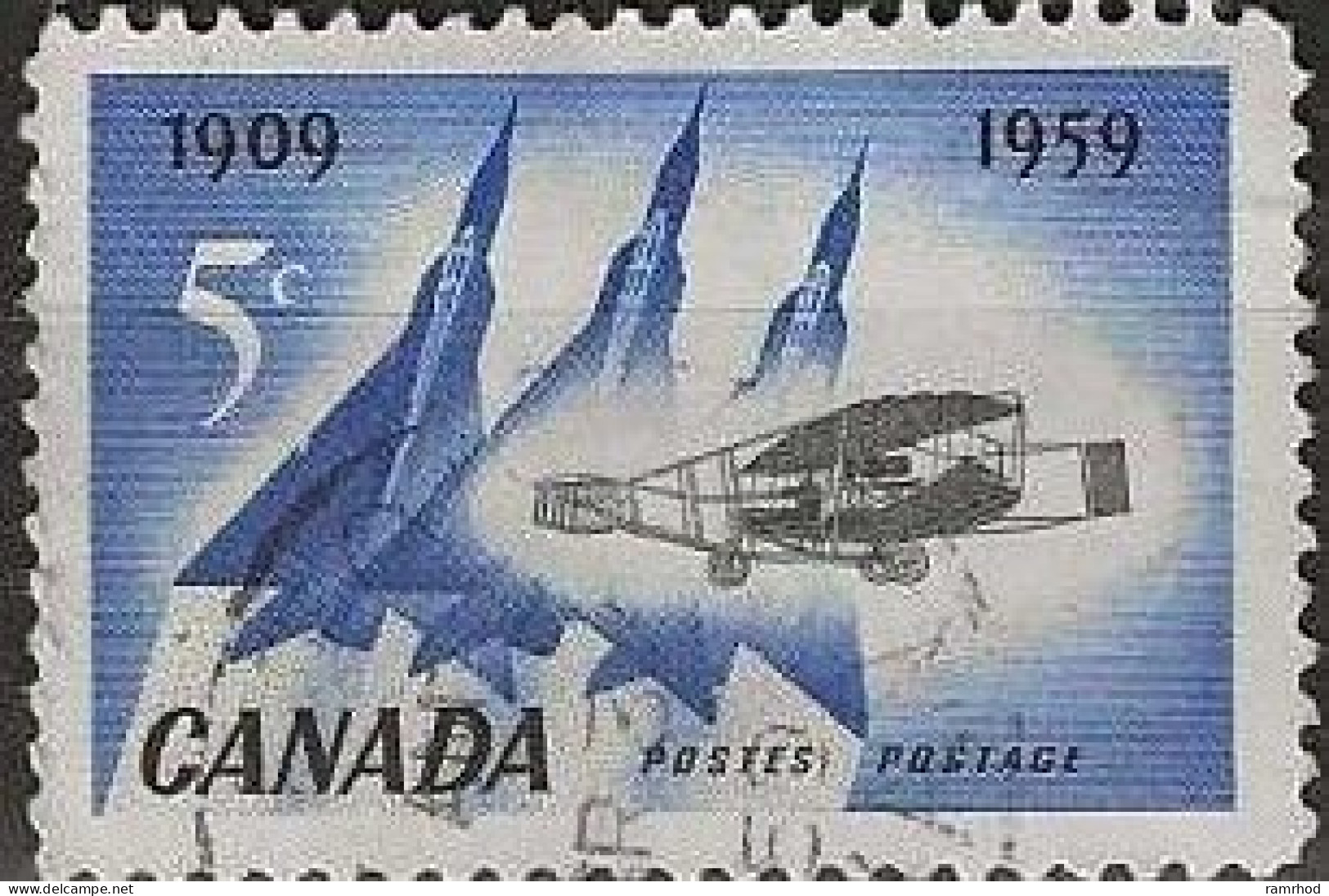 CANADA 1959 50th Anniversary Of First Flight Of The Silver Dart In Canada - 5c - John McCurdy's Biplane Silver Dart FU - Gebruikt