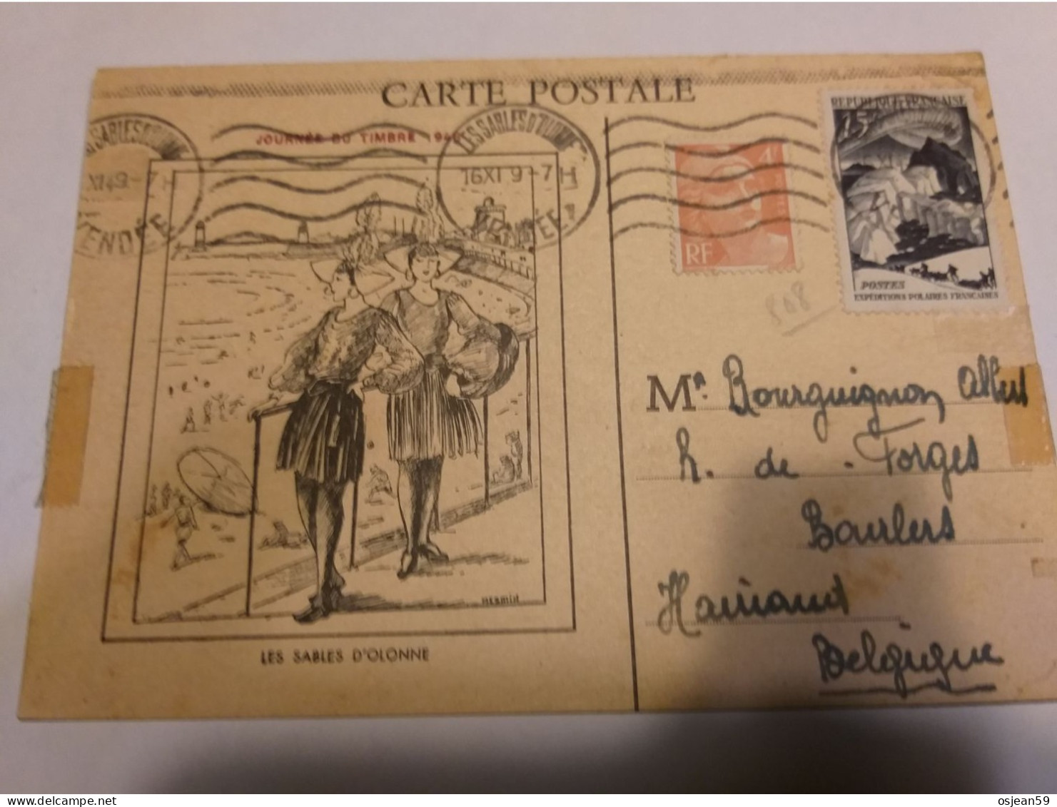 Yver Et Tellier N°808 Et N°829 Sur Carte Postale ( Journée Du Timbre 1946). - Other & Unclassified