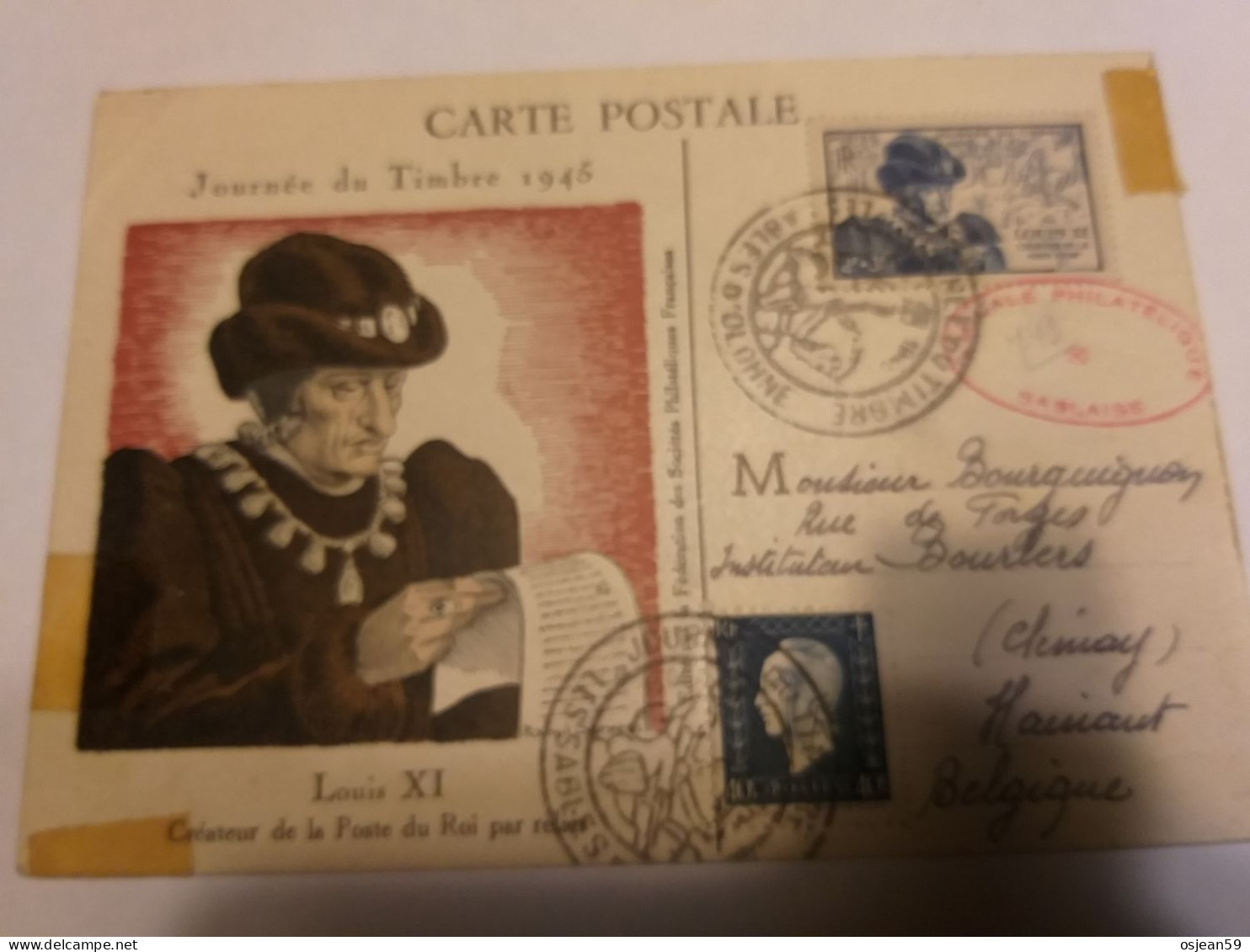 Yver Et Tellier N°743 Et 684 Sur Carte Postale ( Journée Du Timbre 1945 ). - Other & Unclassified