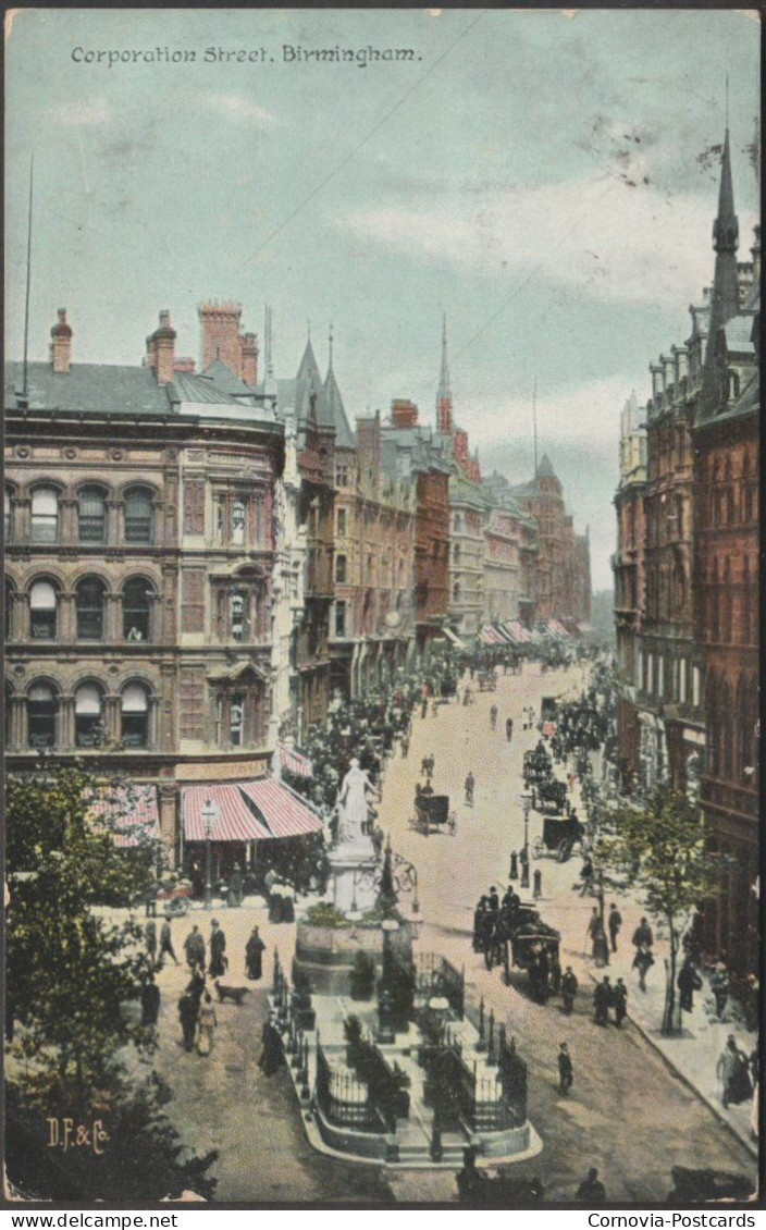 Corporation Street, Birmingham, 1906 - Stanford & Mann Postcard - Birmingham