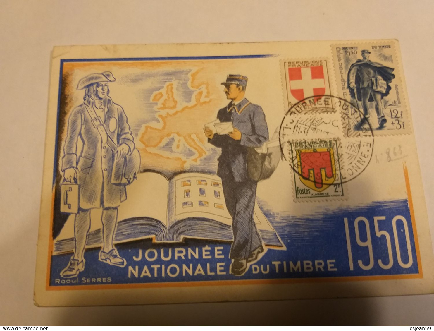 Yver Et Tellier N°863,836 Et 837 Sur Carte Postale ( Journée Du Timbre 1950). - Other & Unclassified