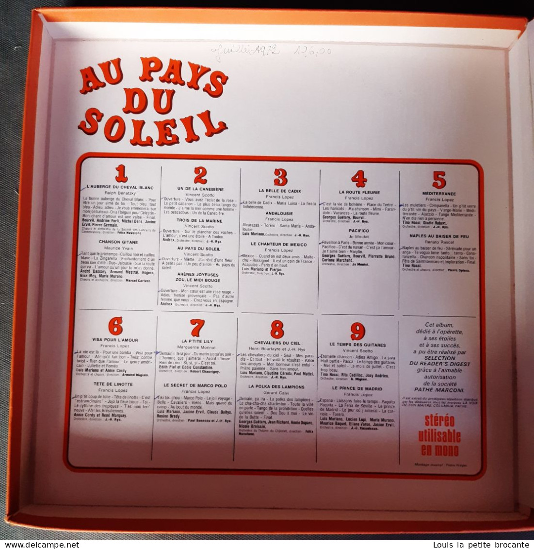 Coffret De 9 Disques Vinyles, AU PAYS DU SOLEIL, L'Operette Ses étoiles Ses Succès, PATHE MARCONI - EMI. - Vollständige Sammlungen