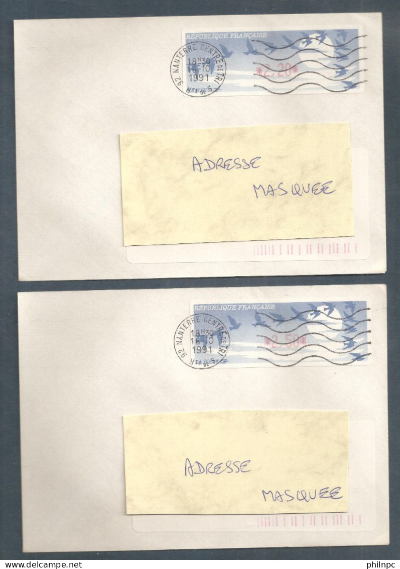 France, Distributeur, 161, LISA, Type C, Oblitéré, TTB, 2 Enveloppes - 1990 Type « Oiseaux De Jubert »