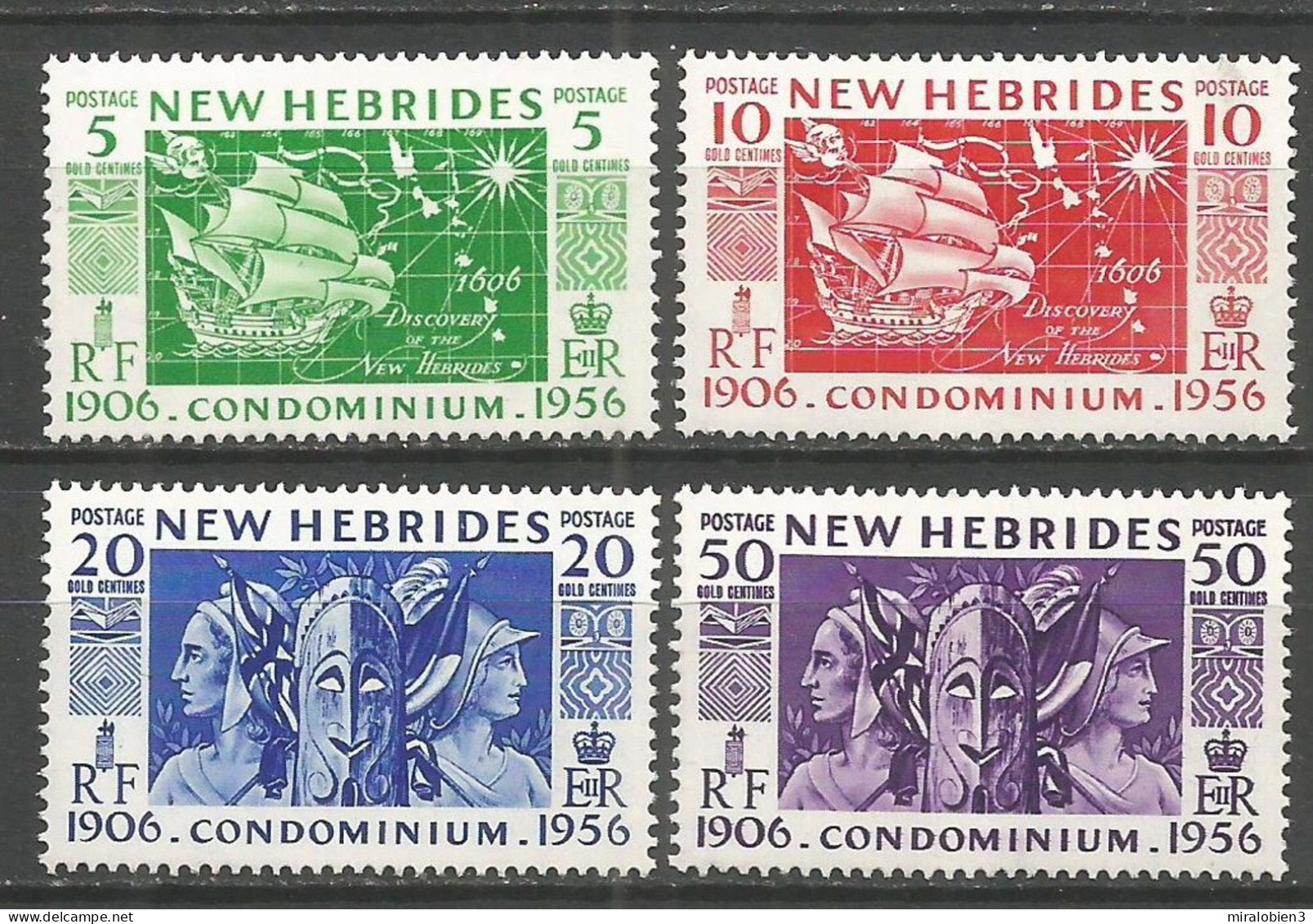 NUEVA HEBRIDES YVERT NUM. 171/174 * SERIE COMPLETA SIN FIJASELLOS - Unused Stamps