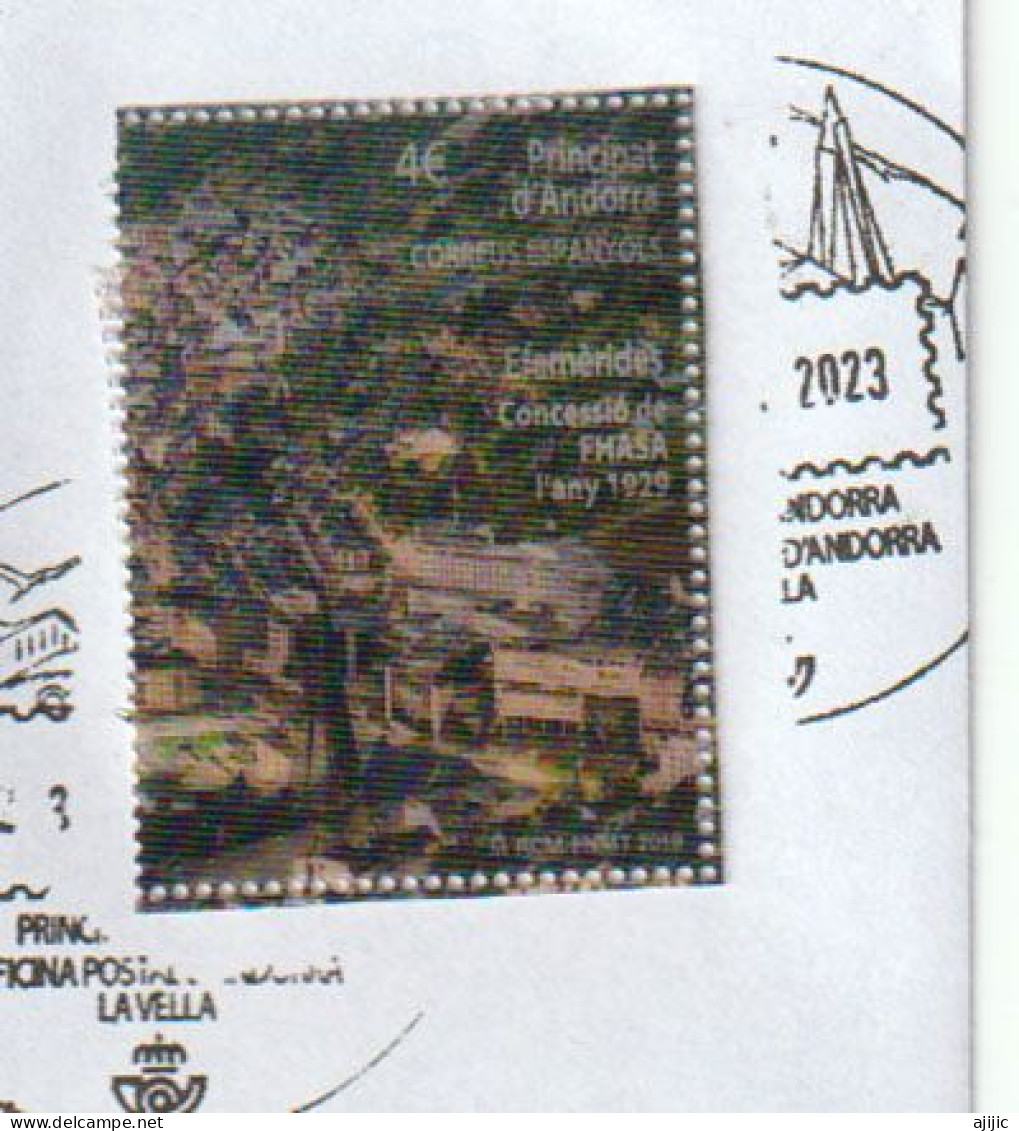 ANDORRA.FHASA/FEDA.(Fuerzas Hidroeléctricas De Andorra) Sello Lenticular, Cancelado En Fragmento De Carta.Facial Alto - Used Stamps