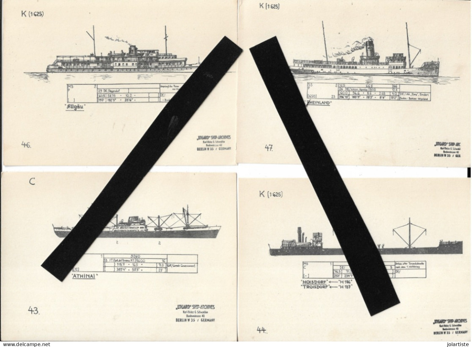 30 Fiches Techniques De Bateaux UTGARD SHIP ARCHIVES BERLIN  W 35 GERMANY N0161 - Autres Plans