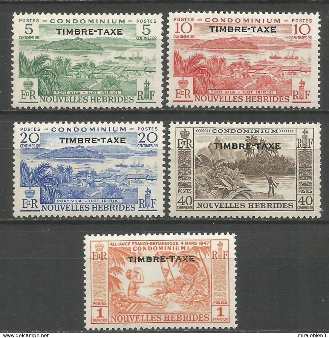 NUEVA HEBRIDES  TAXE YVERT NUM. 36/40 ** SERIE COMPETA SIN FIJASELLOS - Postage Due