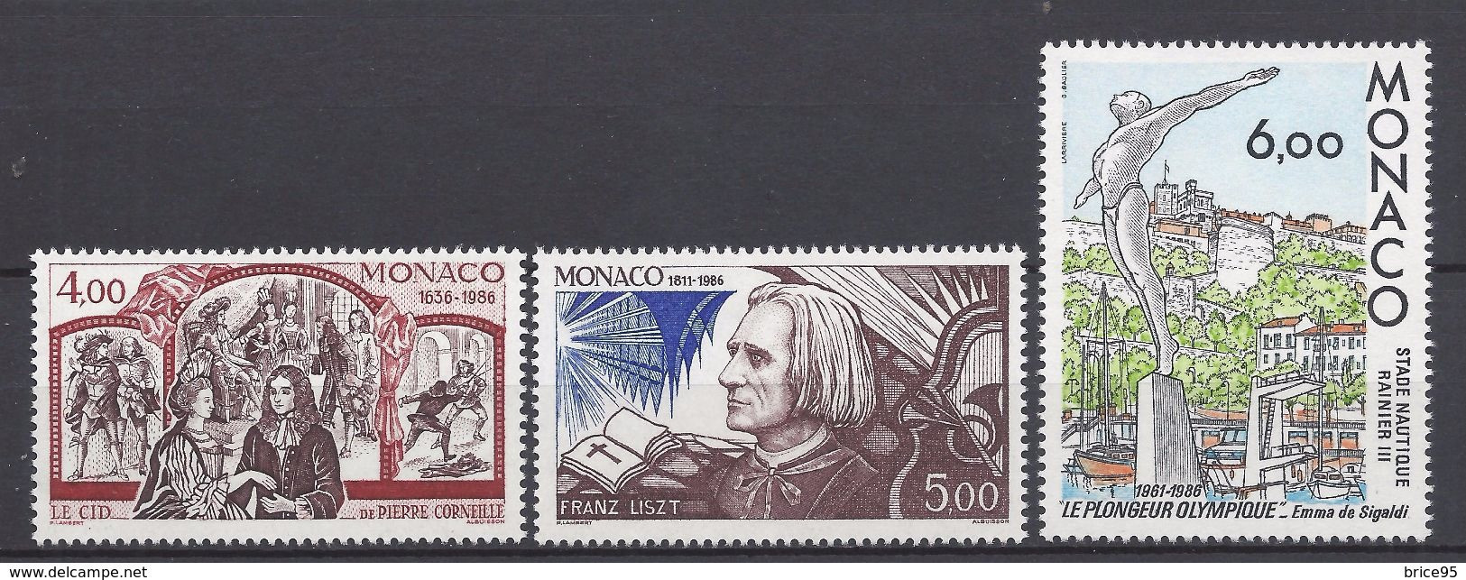 Monaco - YT N° 1547 à 1549 ** - Neuf Sans Charnière - 1986 - Nuevos