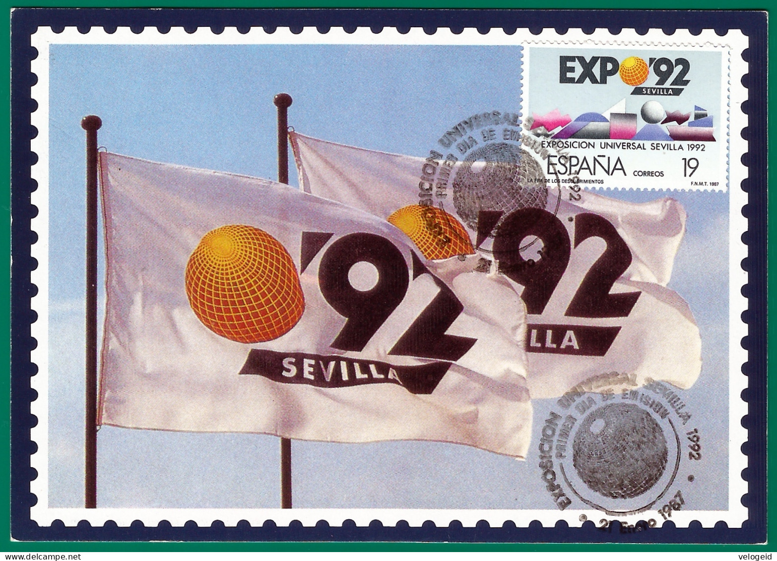 España. Spain. 1987. Exposicion Filatelica RUMBO AL 92. Sevilla - Máquinas Franqueo (EMA)