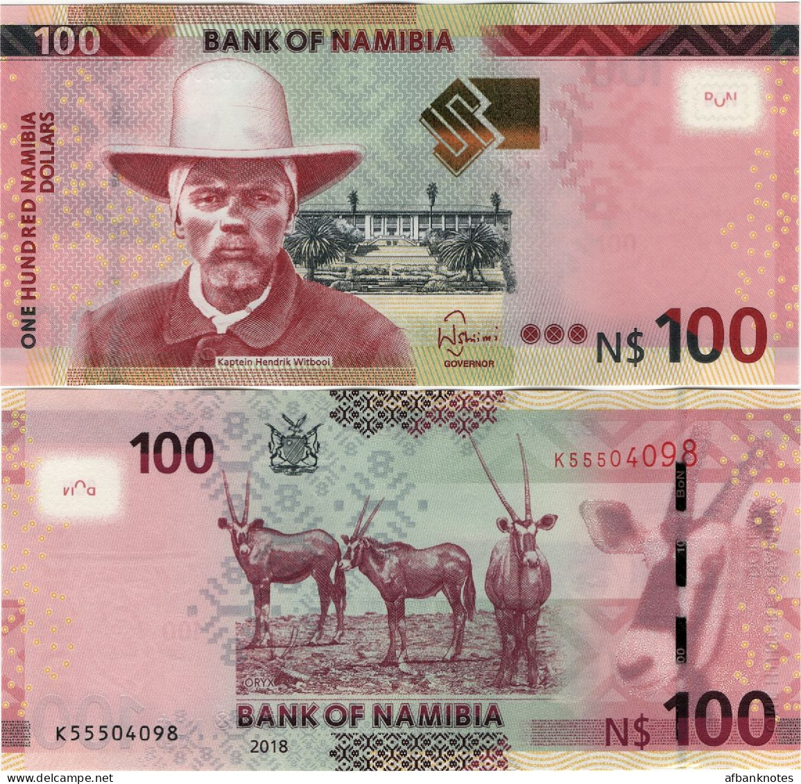 NAMIBIA       100 Dollars       P-14[b]        2018        UNC - Namibia