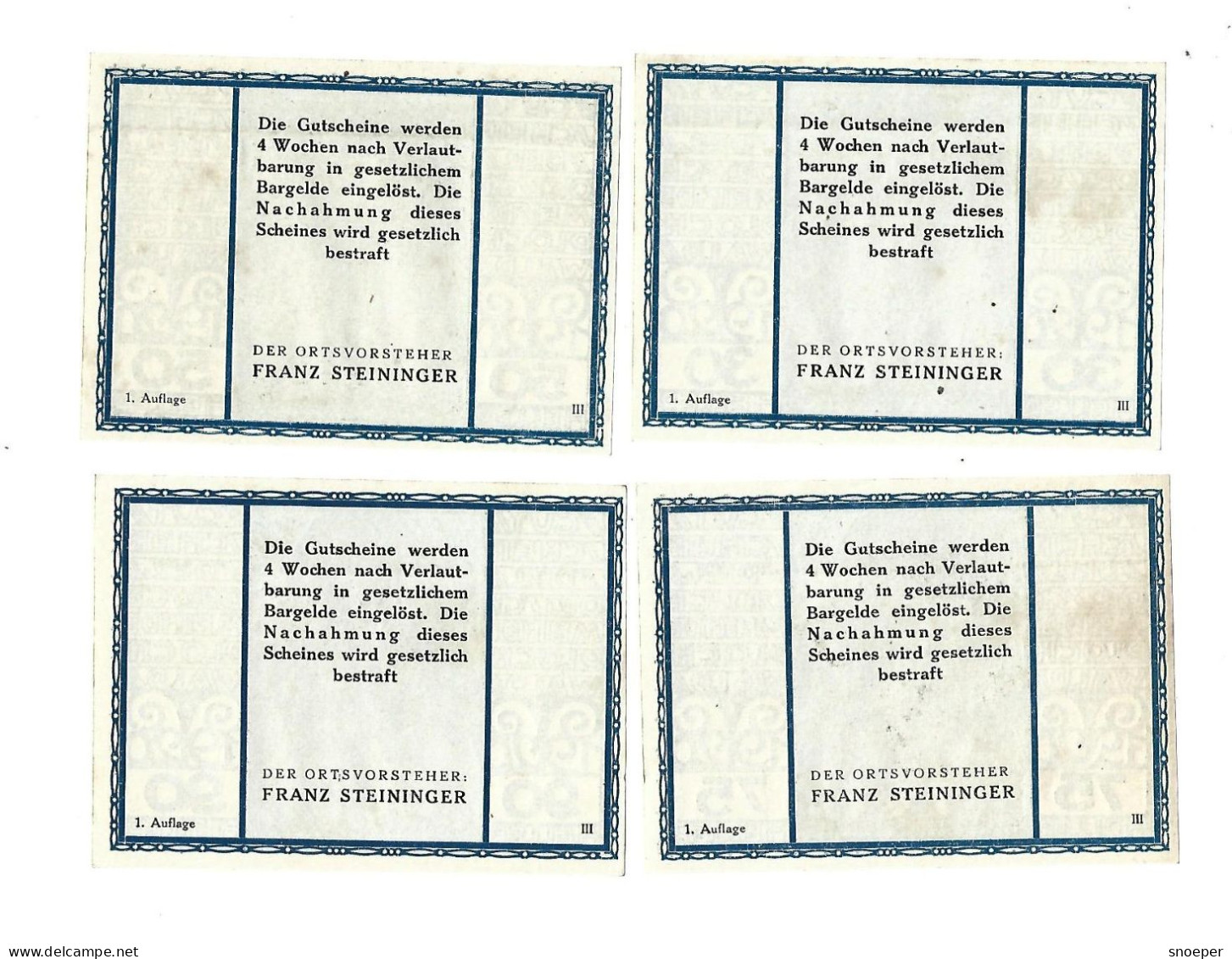 **notgeld   Austria  Plochwald Serie Compleet  754/1a  1 Auflage 3  Cat Val 12,00 Euro - Oesterreich