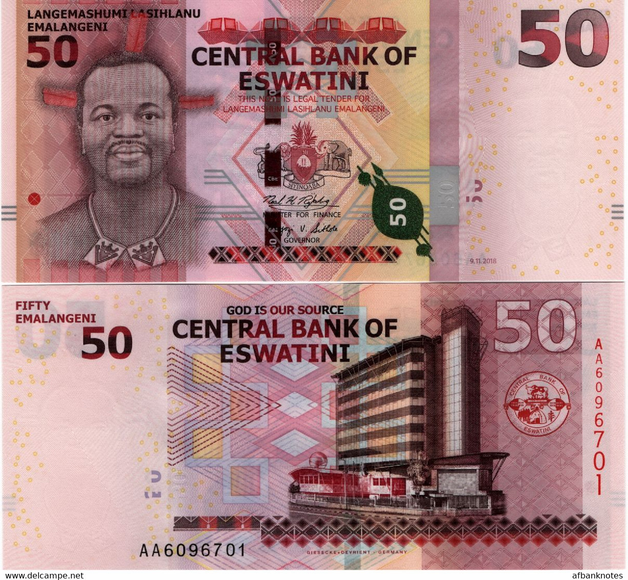 SWAZILAND (eSWATINI)       50 Emalangeni       P-WA44       9.11.2018 (2021)       UNC - Swaziland