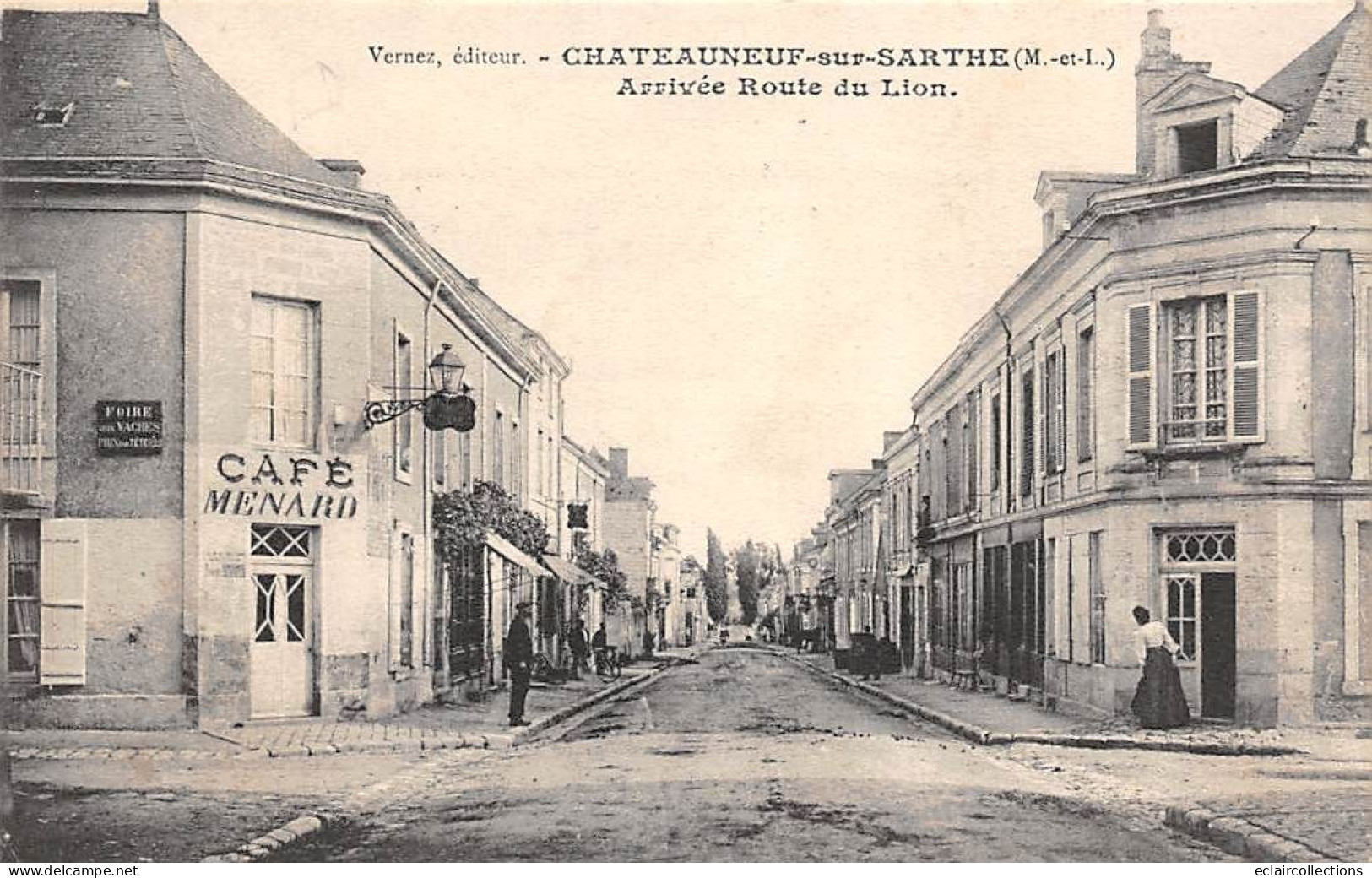 Chateauneuf Sur Sarthe      49       Arrivée De La Route Du Lion D'Angers .  Café Ménard   (voir Scan) - Chateauneuf Sur Sarthe