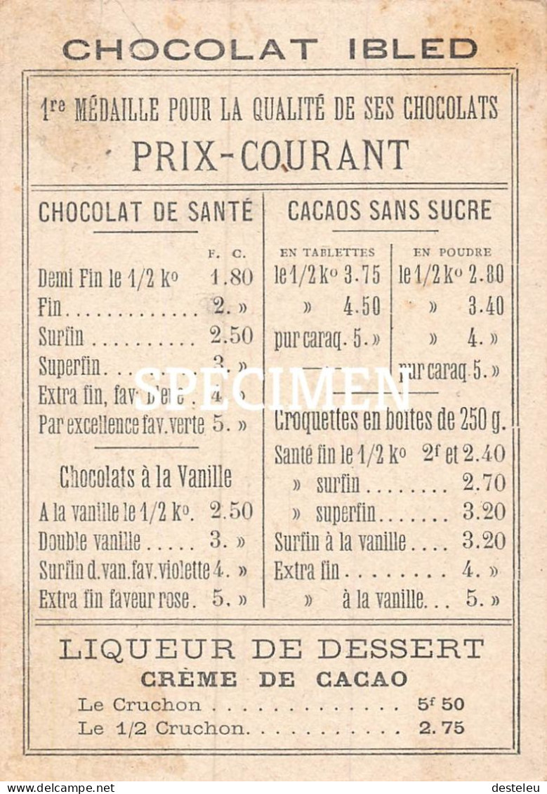 CHROMO Chocolat IBLED -  Château De Chambord - Ibled