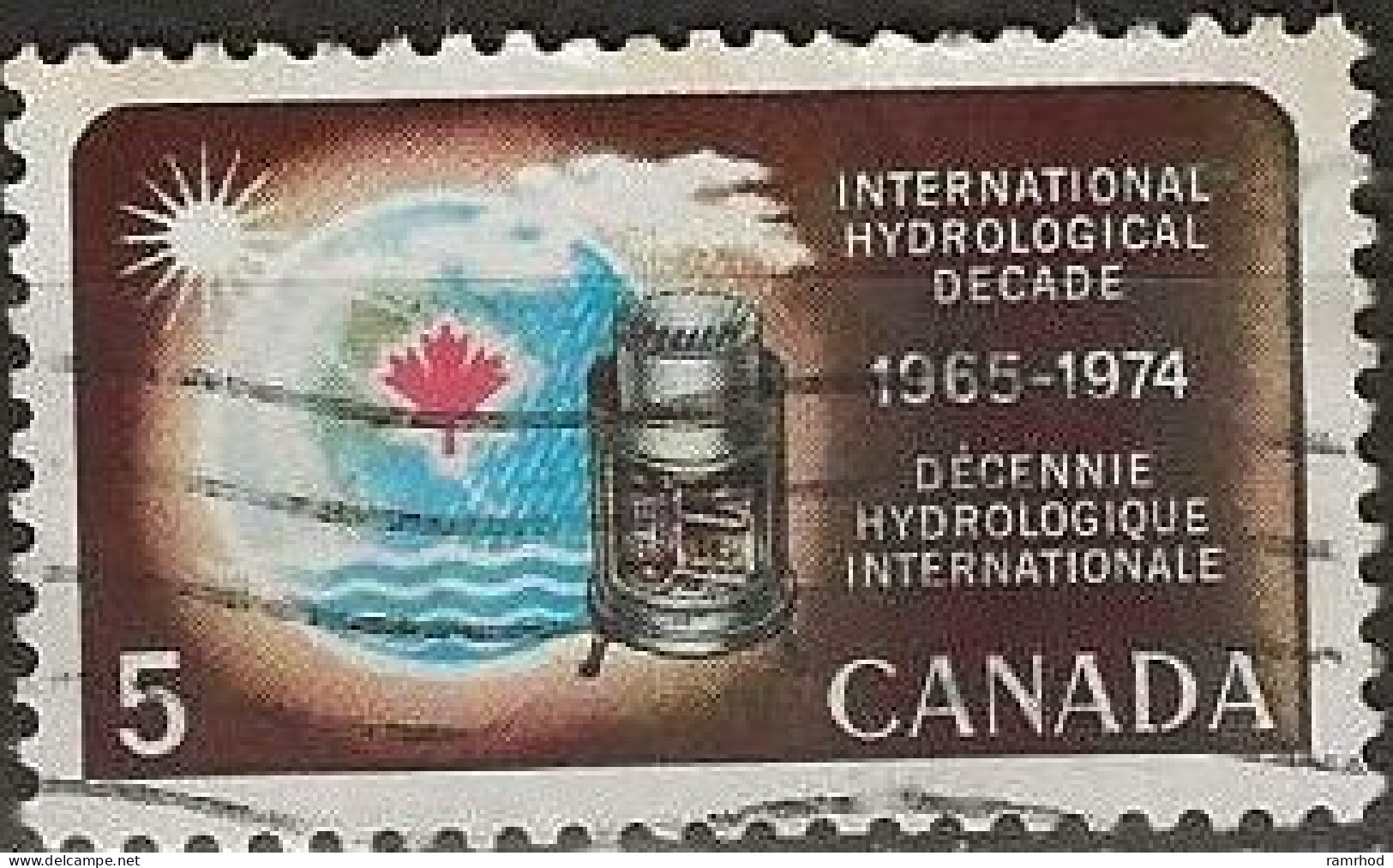 CANADA 1968 International Hydrological Decade - 5c. - Globe, Maple Leaf And Rain Gauge FU - Gebruikt