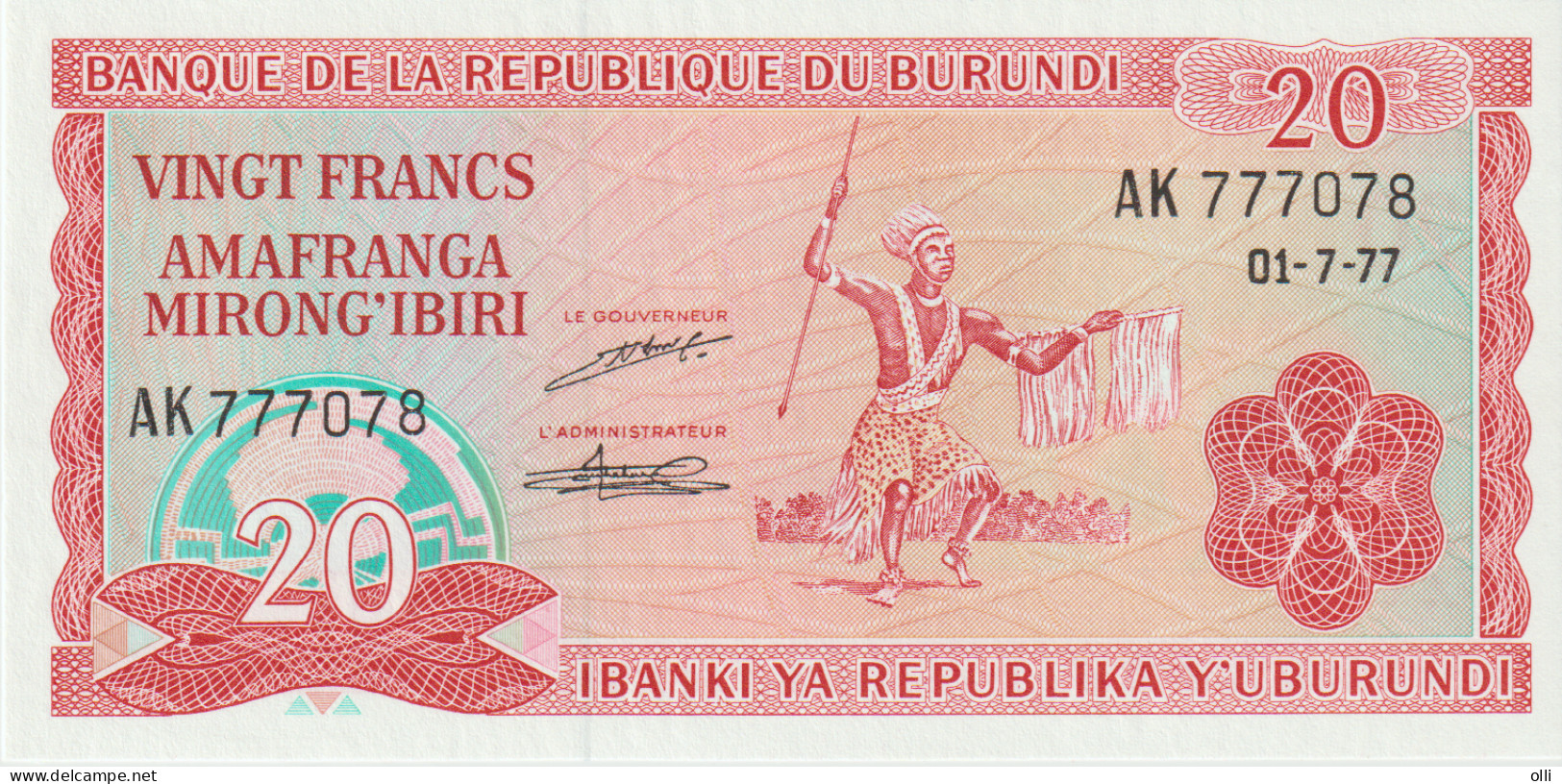 Burundi 20 Francs, P-27a (1.7.1977) - UNC - Burundi