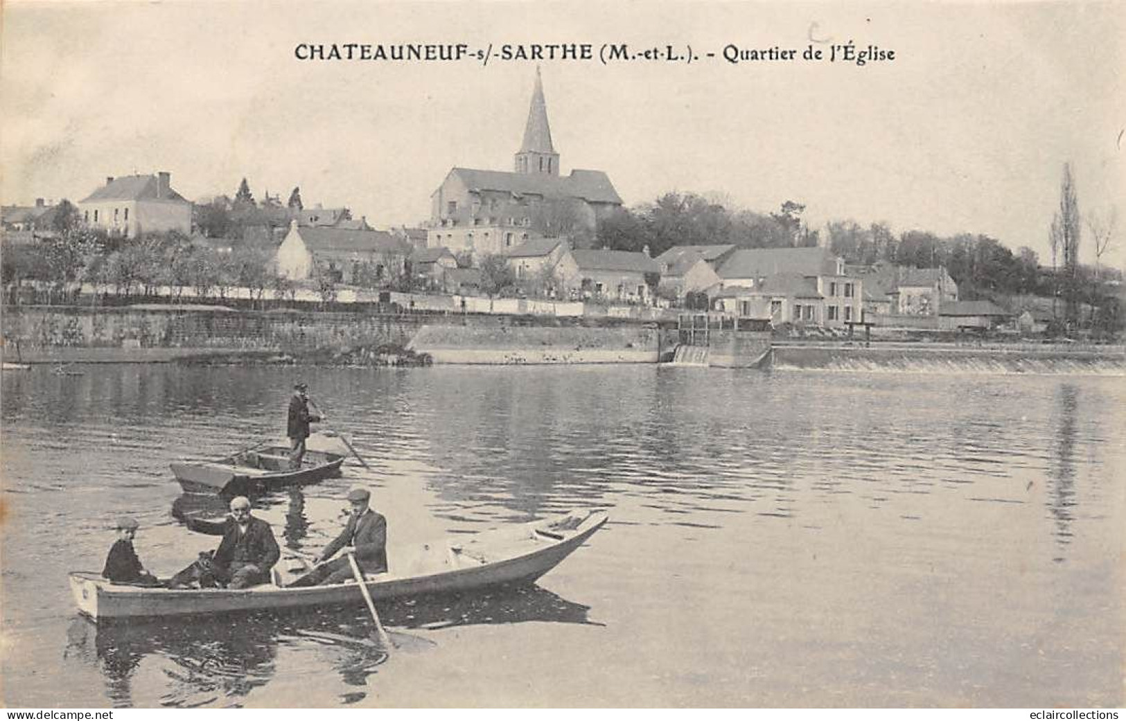 Chateauneuf Sur Sarthe      49         Quartier De L'Eglise Et La Sarthe       (voir Scan) - Chateauneuf Sur Sarthe