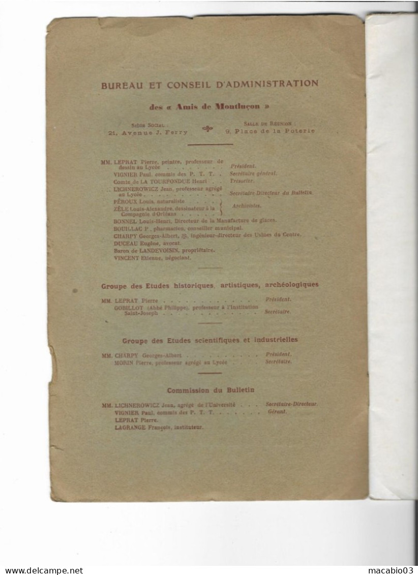 Bulletin Des Amis De Montluçon  N°2  Avril-Mai-Juin 1912    ( 24 Pages ) - Bourbonnais