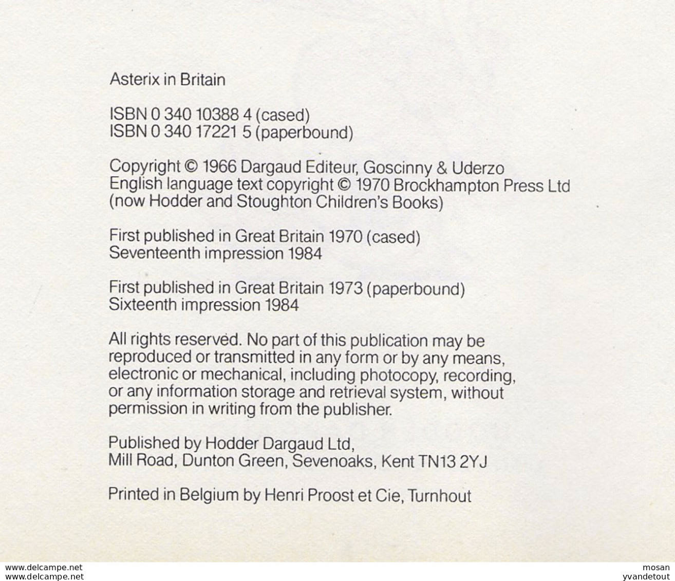 Astérix In Britain. Couverture Souple. Impression 1984 - Translated Comics