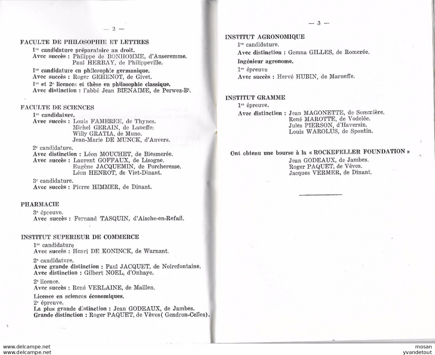 Collège Notre-Dame De Bellevue à Dinant. Proclamation Des Résultats 1946 -1947. - Diplomi E Pagelle