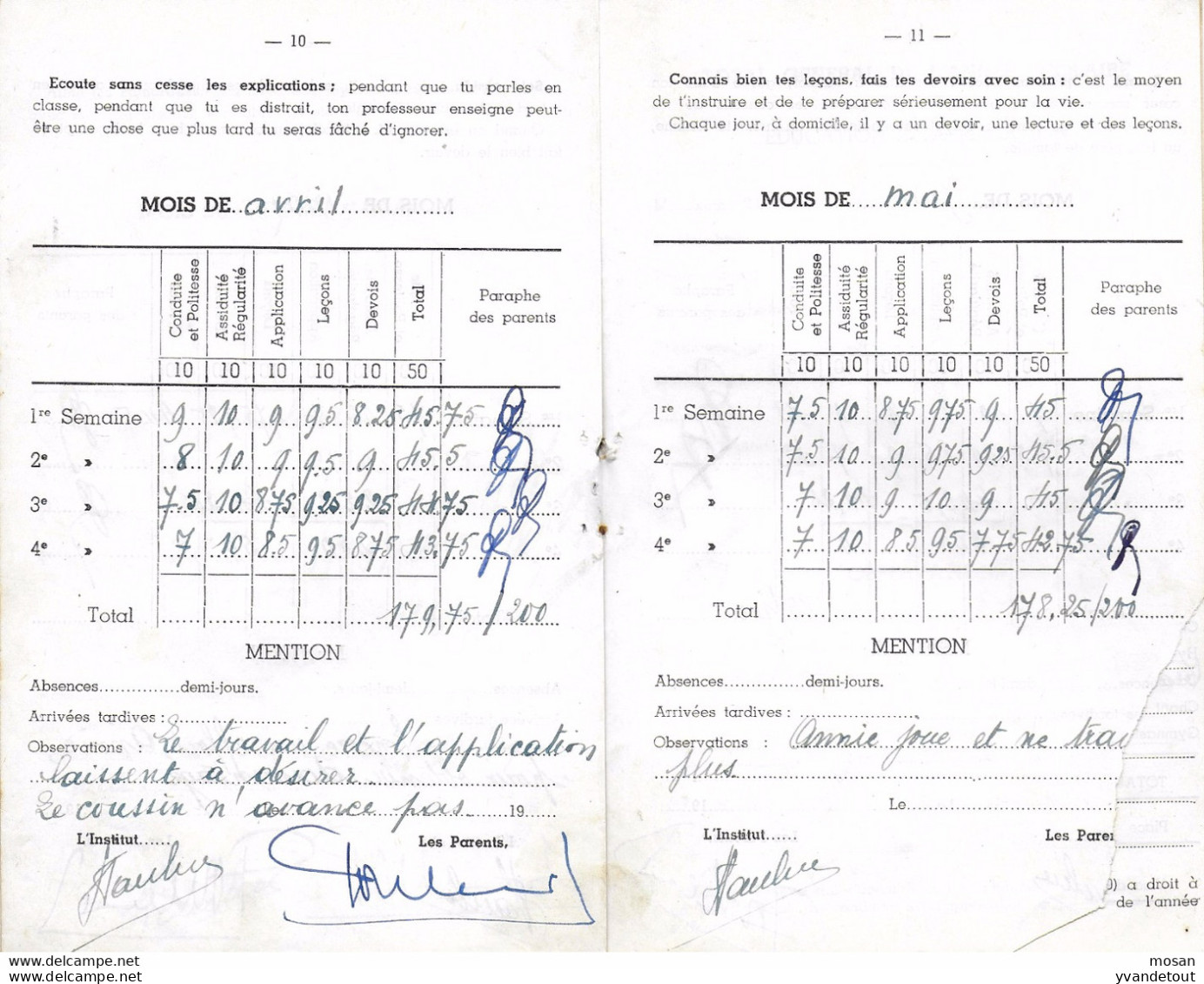 Livret Scolaire. Bulletin. Montigny-le-Tilleul. Ecole Communale. 1950 - 1951 - Diplomi E Pagelle