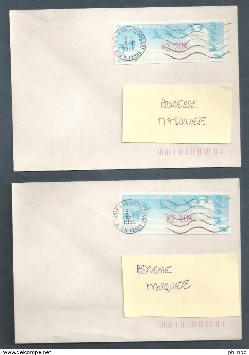 France, Distributeur, 198, LISA, Type C, Oblitéré, TTB, 2 Enveloppes - 1990 « Oiseaux De Jubert »