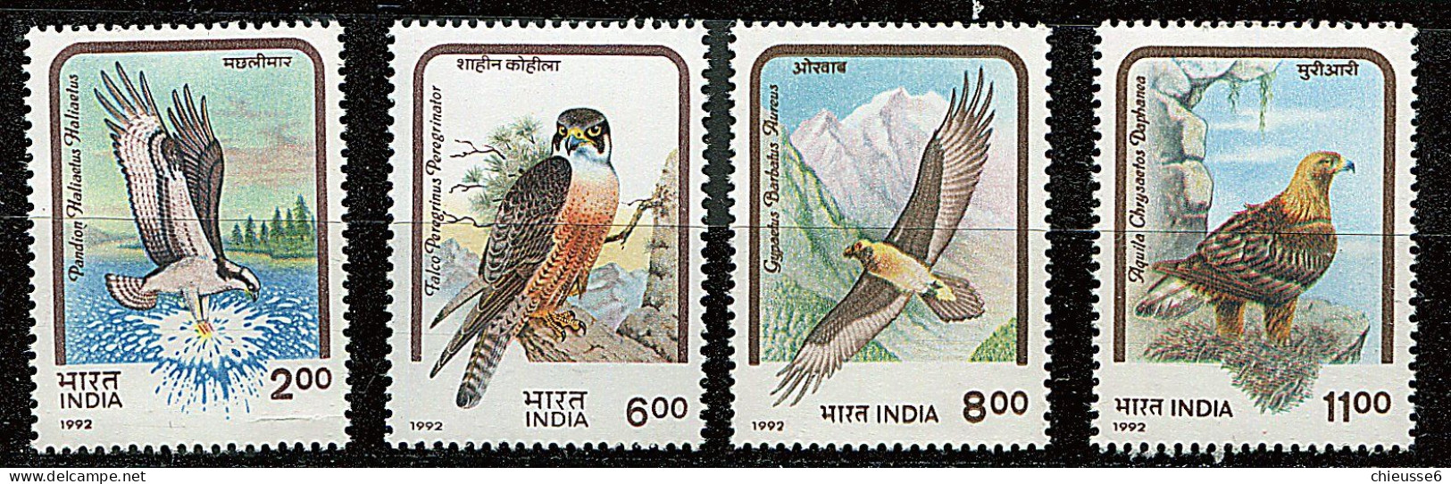 Inde ** N° 1173 à 1176 Oiseaux Rapaces - Ongebruikt