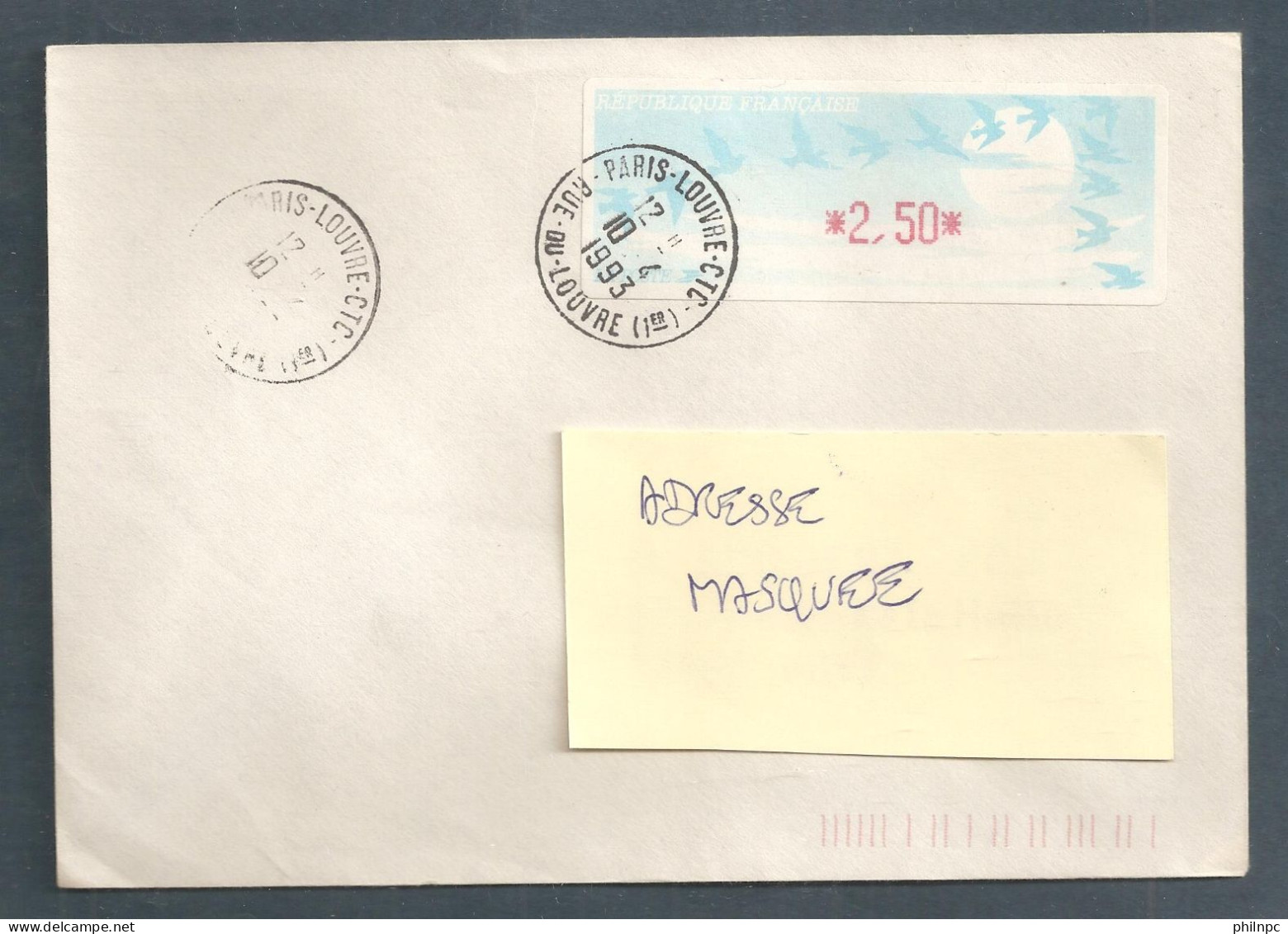 France, Distributeur, 198, LISA, Type C, Oblitéré, TTB, 1 Enveloppe - 1990 Type « Oiseaux De Jubert »