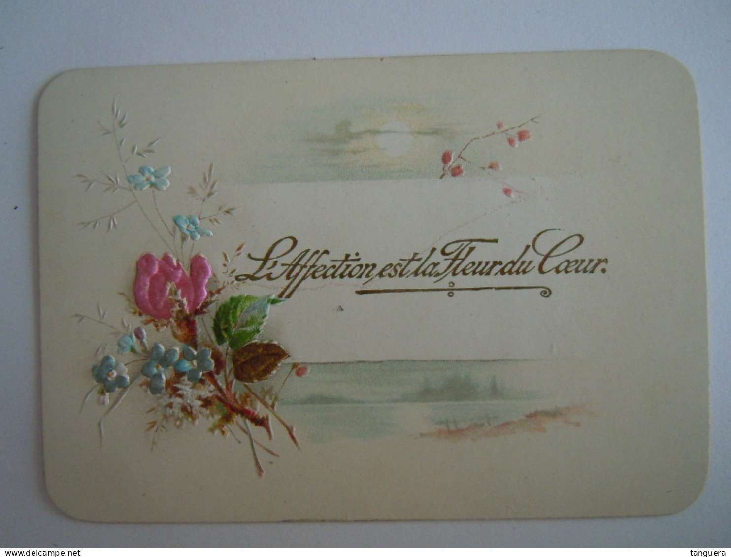 Carte Mignonnette Kaartje L'affection Est La Fleur Du Coeur Fleurs En Tissu Gaufrée 11 X 7,5 Cm - Valentinstag