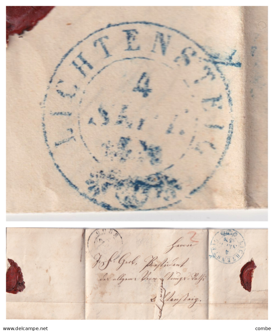 LETTRE. 1846. GOSSAU. CACHET LICHTENSTEIN BLEU - ...-1845 Préphilatélie