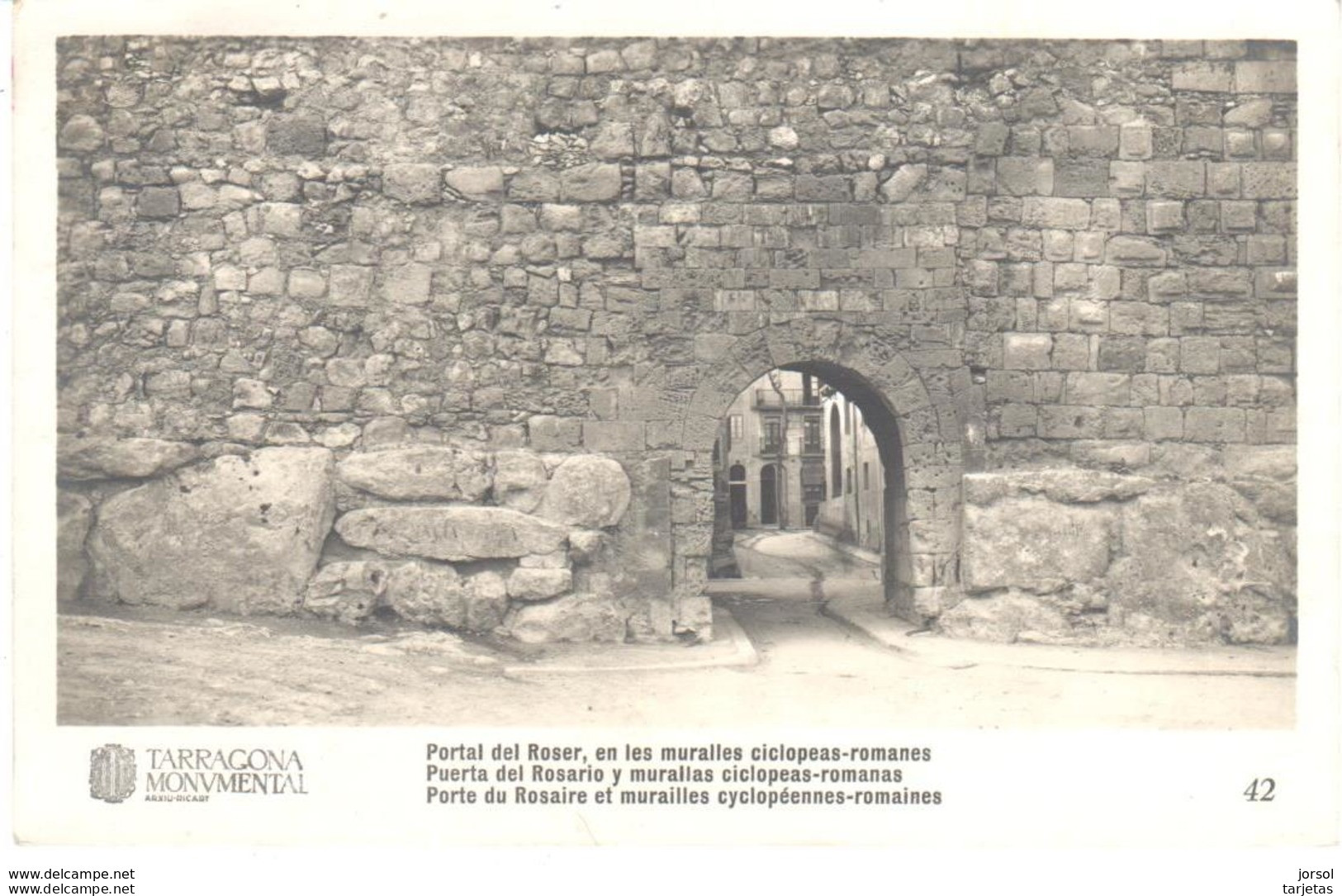 POSTAL  TARRAGONA  -CATALUÑA  -PUERTA DEL ROSARIO Y MURALLAS CICLOPEAS ROMANAS - Tarragona