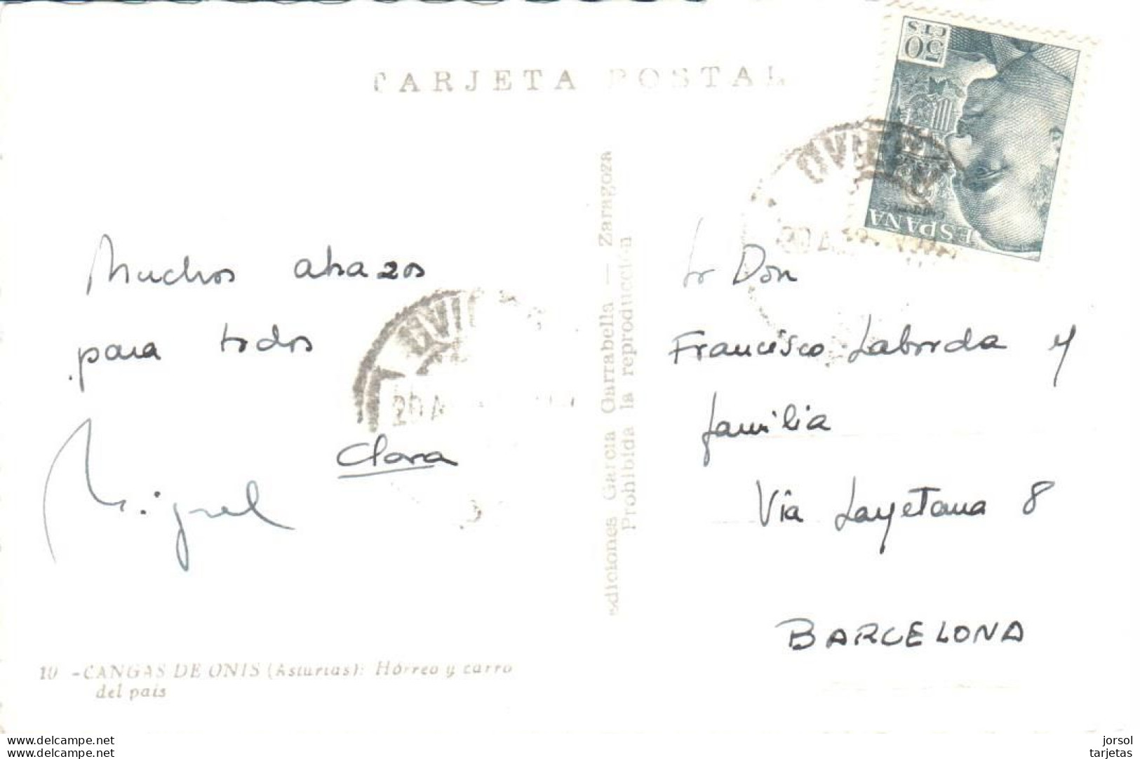 POSTAL     CANGAS DE ONIS  -ASTURIAS  -HORREO Y CARRO TIPICOS - Autres & Non Classés