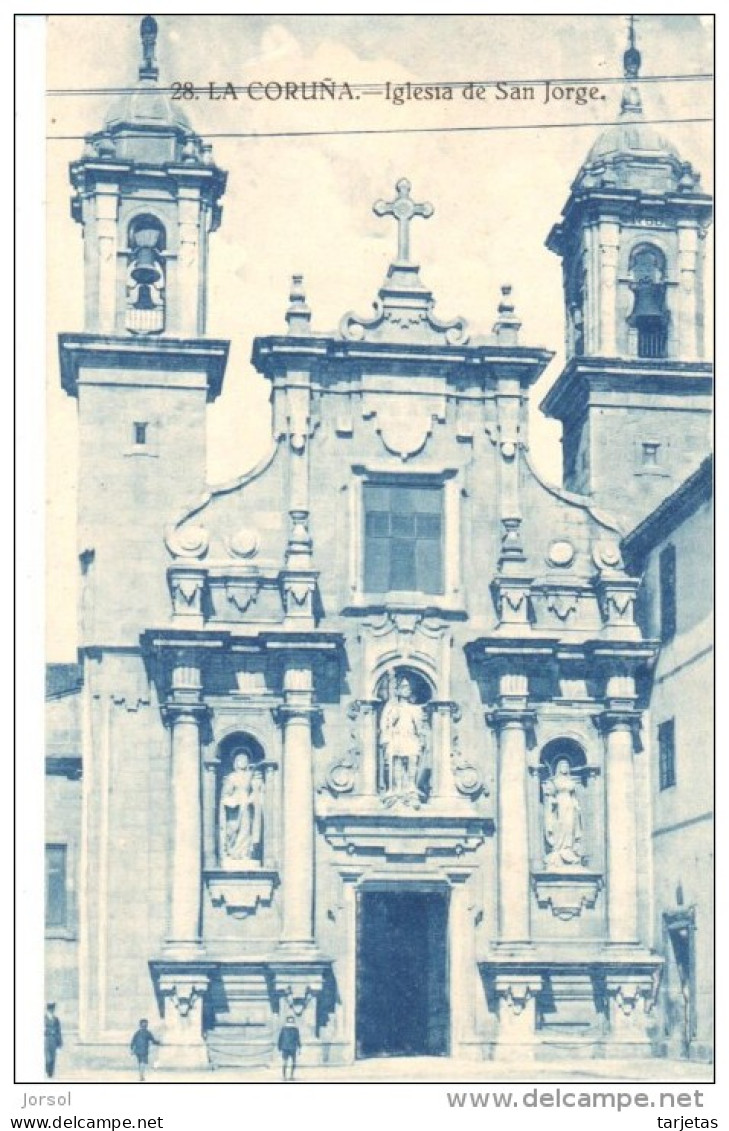 POSTAL   LA CORUÑA  - GALICIA -ESPAÑA  -IGLESIA DE SAN JORGE  ( ËGLISE DE SANT JORGE  - CGURCH OF THE SANT GEORGE ) - La Coruña