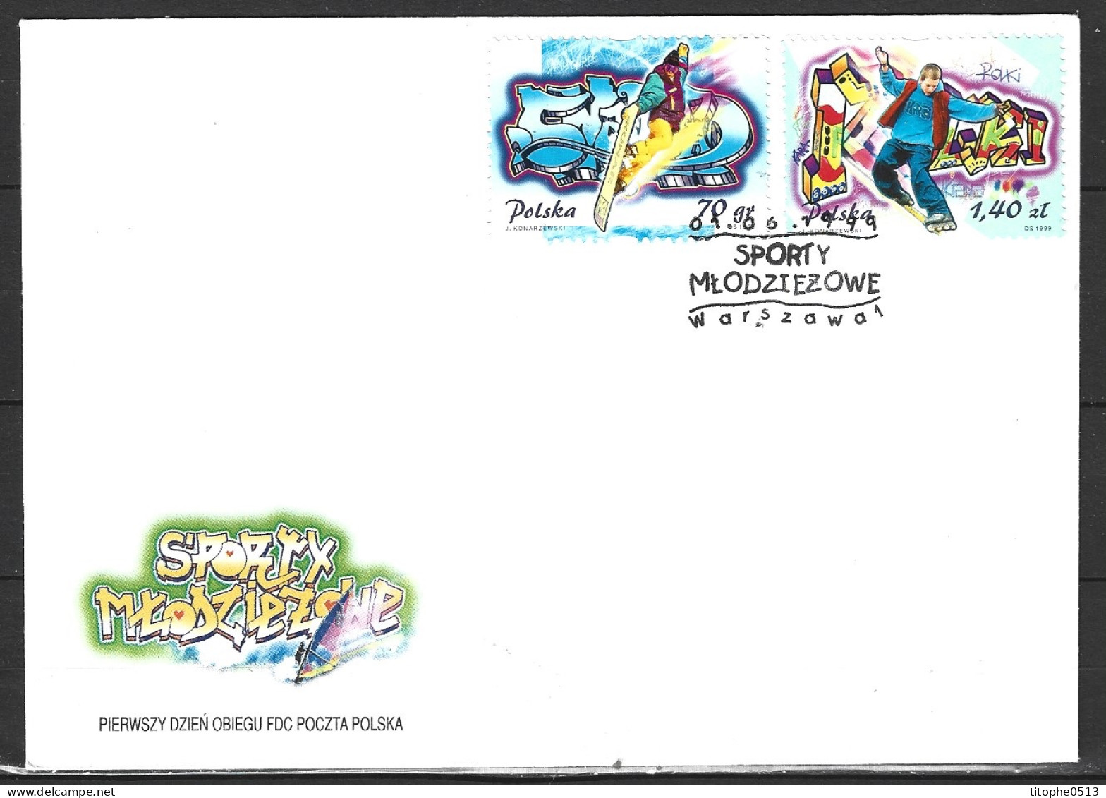 POLOGNE. Timbres De 1999 Sur Enveloppe 1er Jour. Planche à Roulettes/Surf Des Neiges. - Skateboard