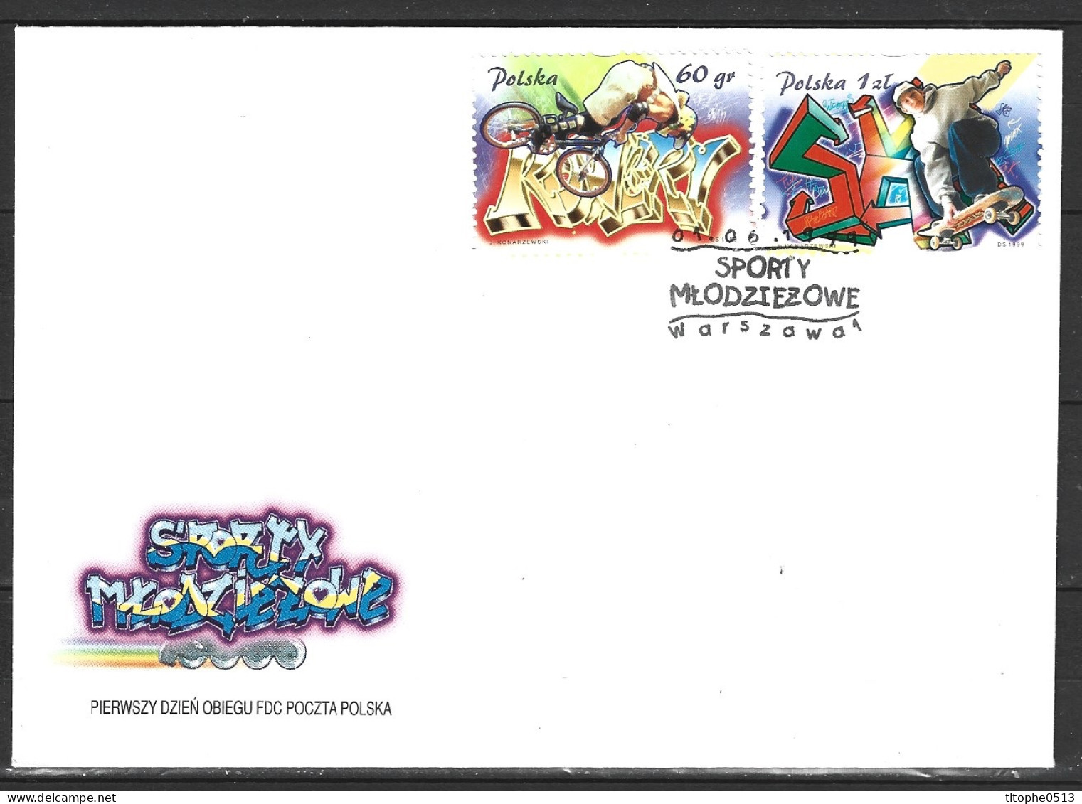 POLOGNE. Timbres De 1999 Sur Enveloppe 1er Jour. Vélo Free Style/Roller En Ligne. - BMX