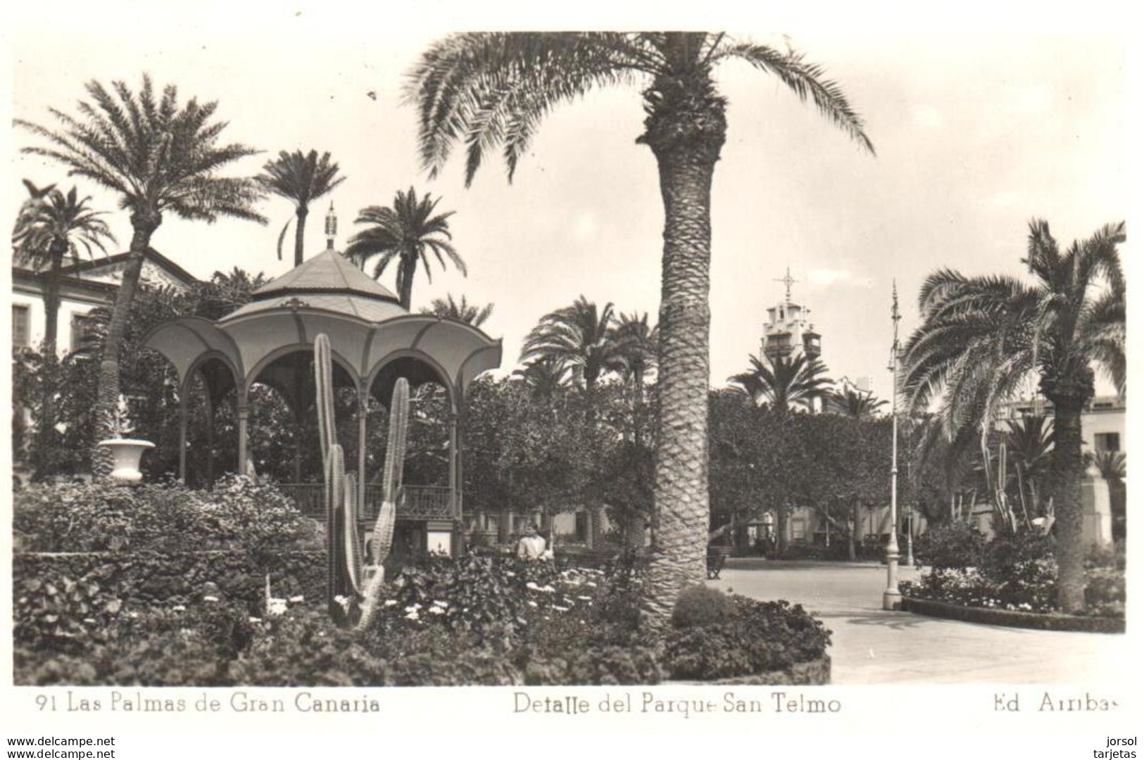 POSTAL   LAS PALMAS DE GRAN CANARIAS  -ISLAS CANARIAS  - DETALLE DEL PARQUE SAN TELMO  (ED. ARRIBAS) - La Palma