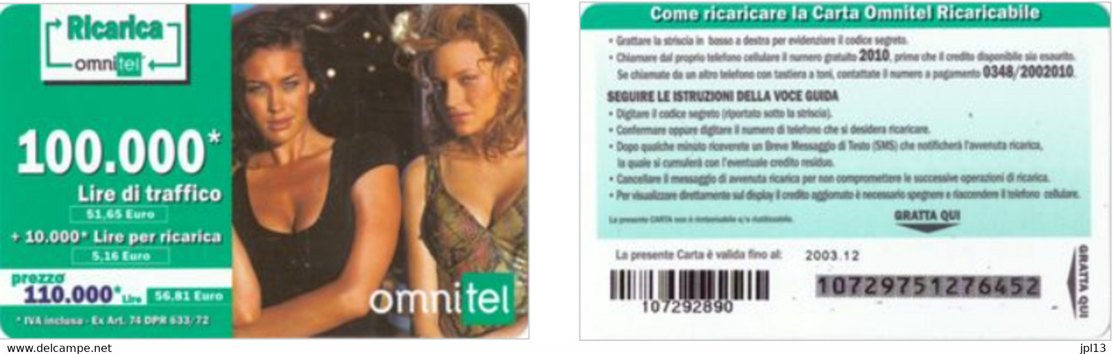 Recharge GSM - Italie - Omnitel - Two Woman - Plastic, Exp. 2003.12 - Andere & Zonder Classificatie