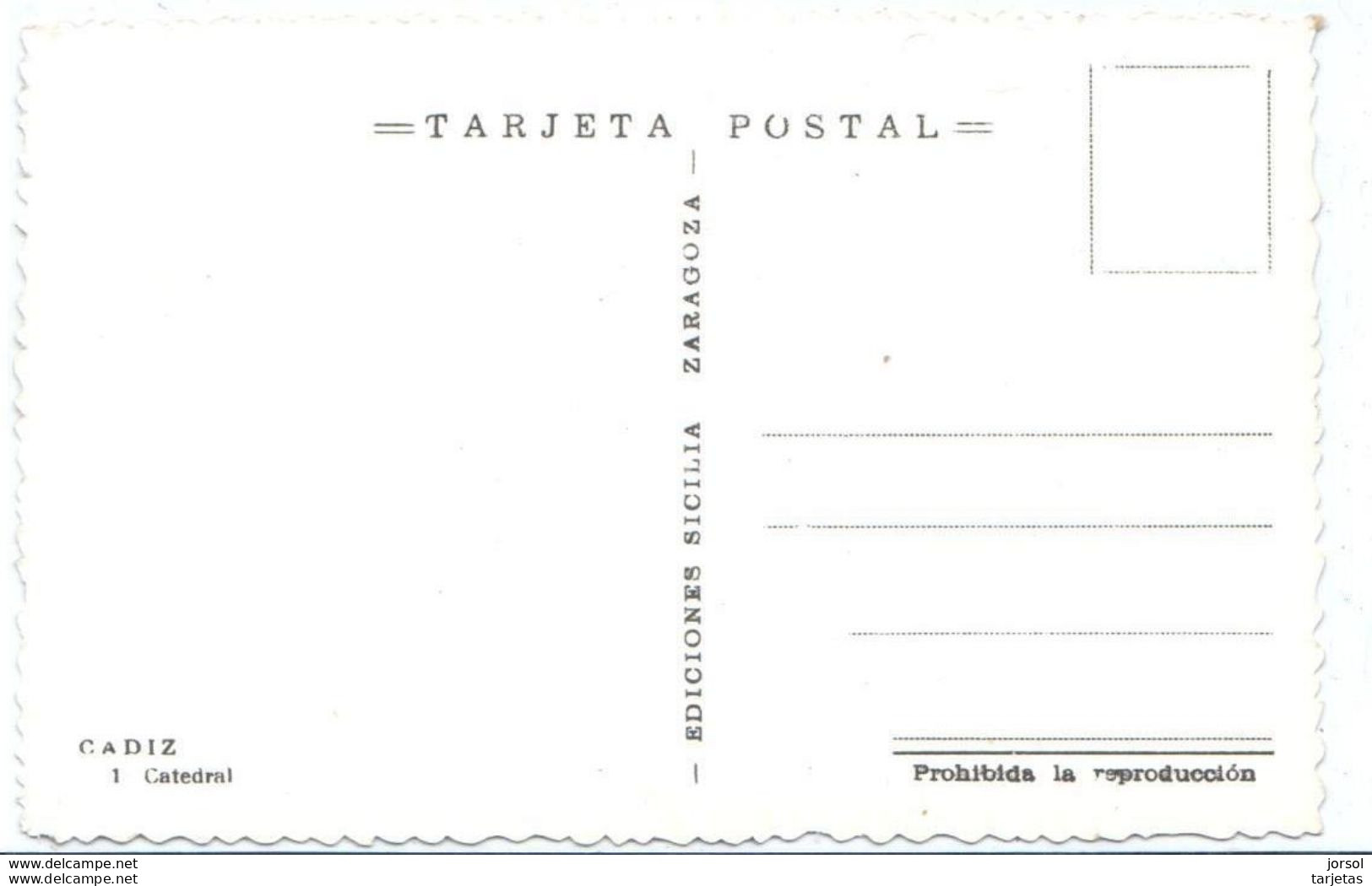 POSTAL   CADIZ  - ESPAÑA  - LA CATEDRAL  ( CATHEDRALE  - CATHEDRAL ) - Cádiz
