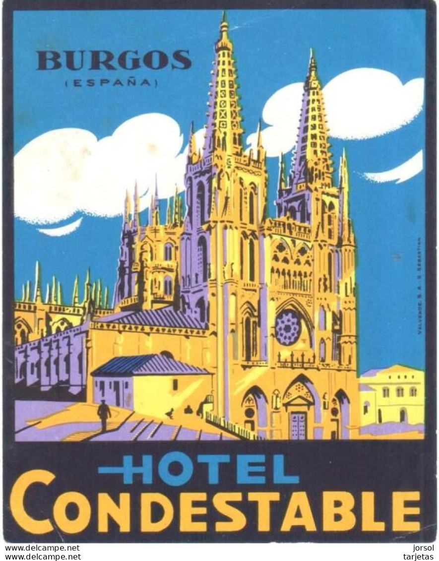 ETIQUETA DE HOTEL  - HOTEL CONDESTABLE  -BURGOS  -ESPAÑA - Etiquettes D'hotels